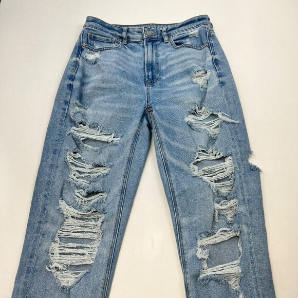 American Eagle Womens Distressed Mom Jeans Mid Rise Size 6 - Picture 2 of 10